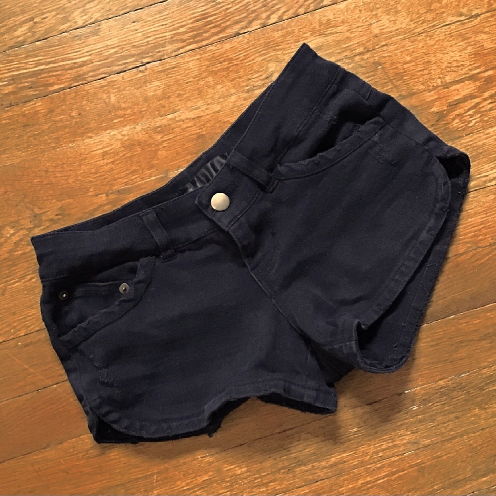 AE Black Distressed Denim Low Waist Short Shorts